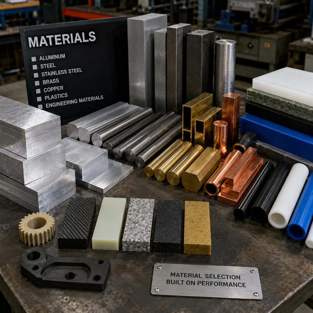 Engineering materials including aluminum profiles and tubes