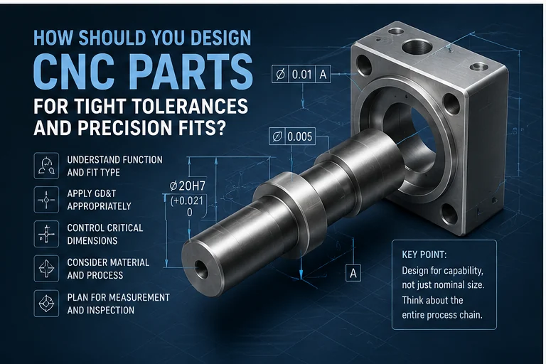 Precision CNC housing shaft and gauges representing tight tolerances and fits
